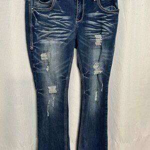 Distressed Blue Denim Jeans